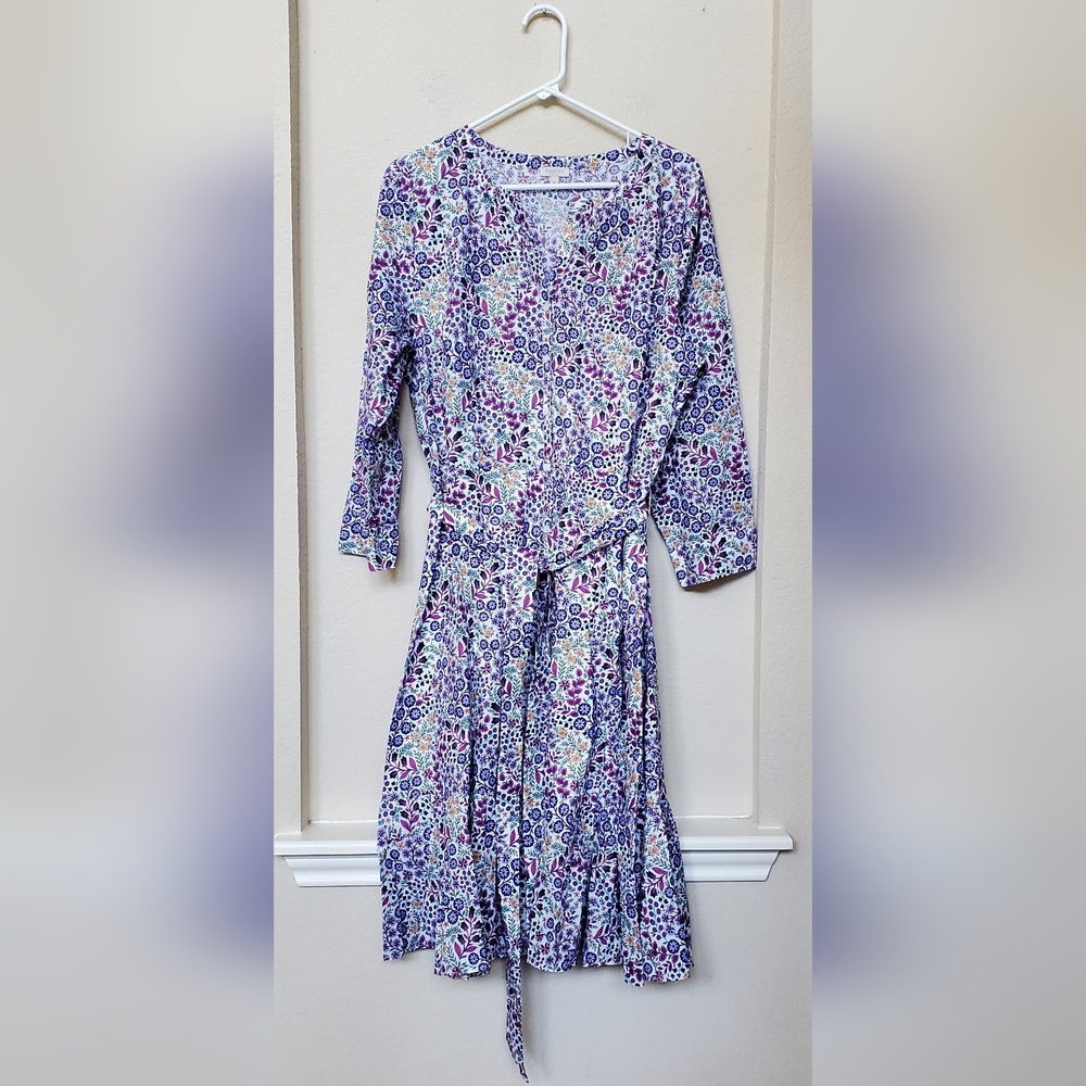 Talbots Purple Floral Midi Dress